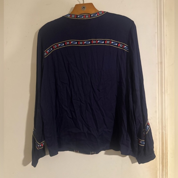 Piper‎ Townsen Navy Embroidered Tunic Top Blouse Womens XSmall Boho oversized - Picture 6 of 6